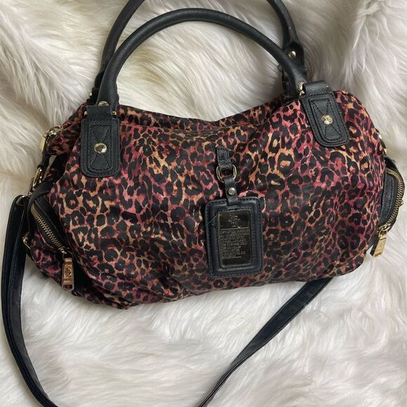JPK Paris 75 Magenta Black Animal Print Fabric Satchel / shoulder bag . - Picture 2 of 12